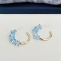 Copper Aquamarine Glass Crystal Geometric Hoop Drop Earrings, Summer Vacation Style