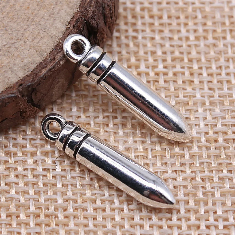 23x4mm 2g Multicolor Zinc Alloy Bullet Charm Pendant for DIY Necklace Bracelet Jewelry Making