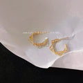 14K Gold Plated Copper Square Geometric Stud Earrings Minimalist Korean Style