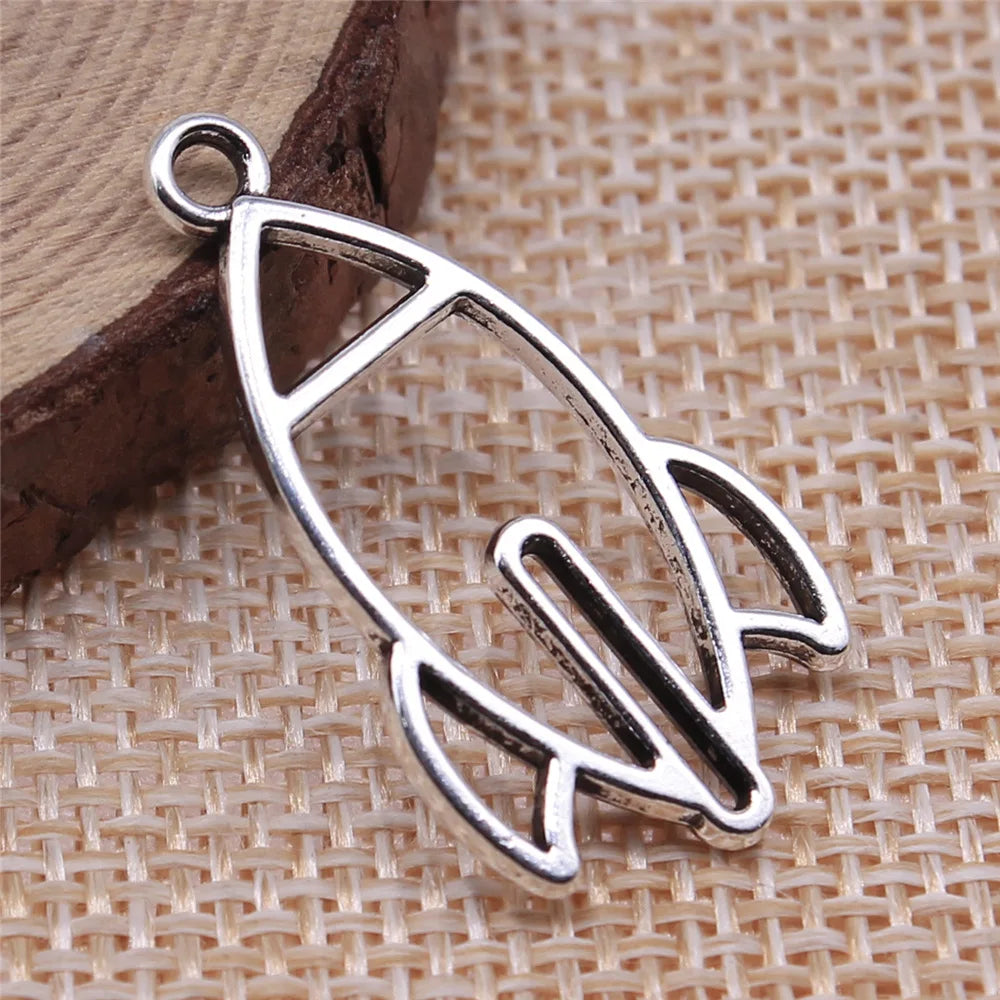 30x16mm 1.5g Antique Silver Zinc Alloy Rocket Frame Charm Pendant for DIY Necklace Bracelet Making