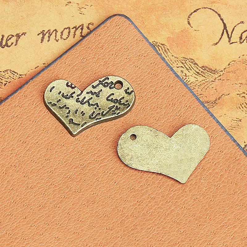 20x17MM Antique Silver Zinc Alloy Love Heart Charm Pendant for DIY Necklace Bracelet Jewelry Making