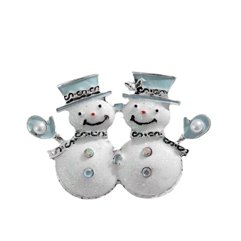 Elegant Christmas Alloy Enamel Rhinestone Brooch With Reindeer Snowman Bells Boot Lapel Pin Holiday Gift