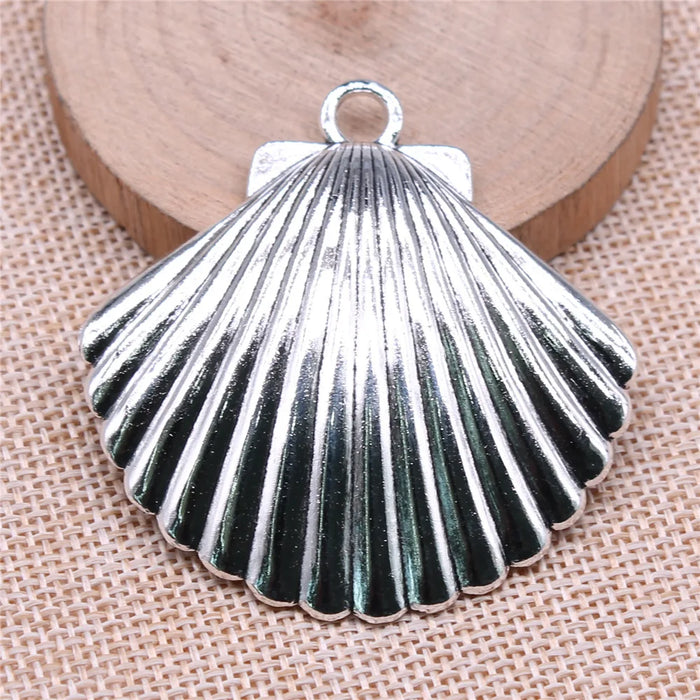 56x55mm 12.92g Antique Silver Zinc Alloy Shell Charm Pendant for DIY Necklace Bracelet Jewelry Making