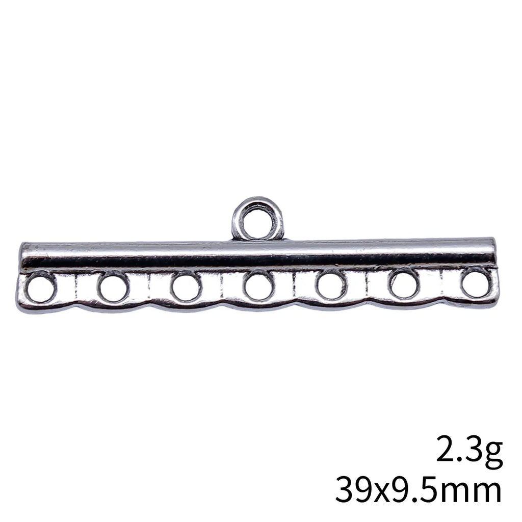 39x9.5mm 2.3g Antique Silver Zinc Alloy Multi Hole Earring Connector Charm for DIY Dangle Earrings