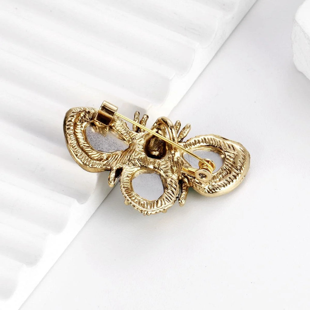 Vintage Emerald Rhinestone Bee Brooch For Women, Metal Animal Lapel Pin Luxury Suit Coat Accessory Gift