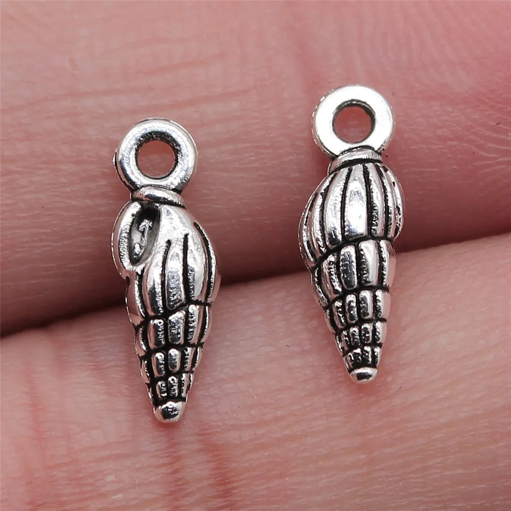 5x14mm 0.5g Multicolor Zinc Alloy Conch Shell Charm Pendant for DIY Ocean Theme Jewelry Making