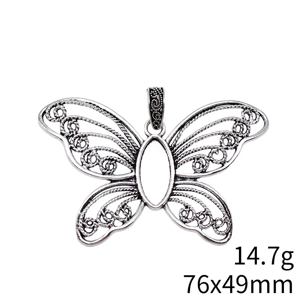 76x49mm 14.7g Antique Silver Zinc Alloy Butterfly Charm Pendant for DIY Necklace Bracelet Making