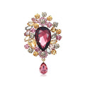 Luxury Crystal Rhinestone Teardrop Brooch Pin For Women, Elegant Alloy Lapel Corsage Coat Suit Accessory