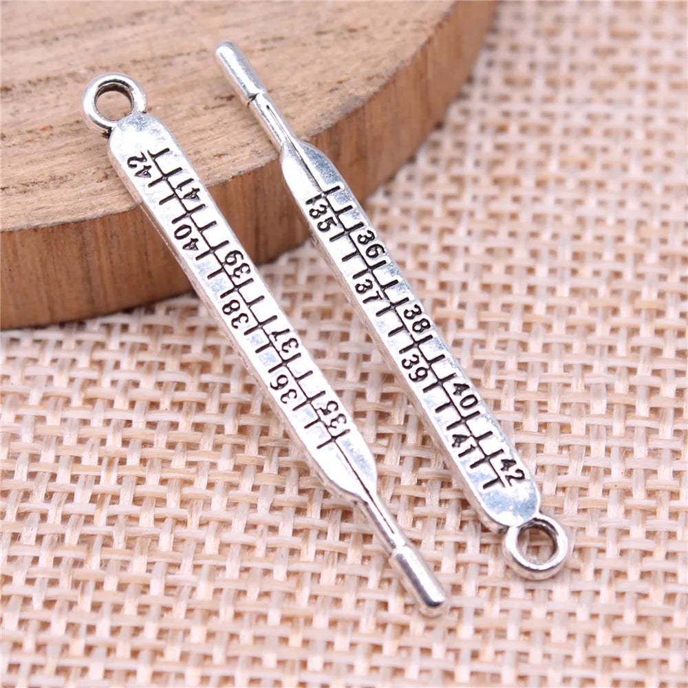 36x4mm 1g Antique Silver Zinc Alloy Thermometer Charm Pendant for DIY Medical Theme Jewelry Making