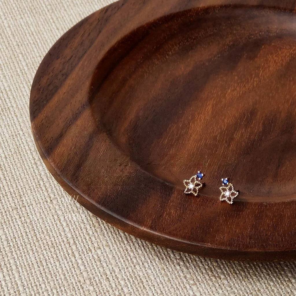 Mini 14K Gold Plated Copper Flower Stud Earrings Simple Hollow Sweet Style