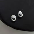 Minimalist Irregular Geometric Teardrop Zircon Copper Stud Earrings