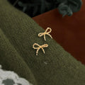 Minimalist Sandblasted Bow Stud Earrings Eco Copper With Silver Plated Pins For Women