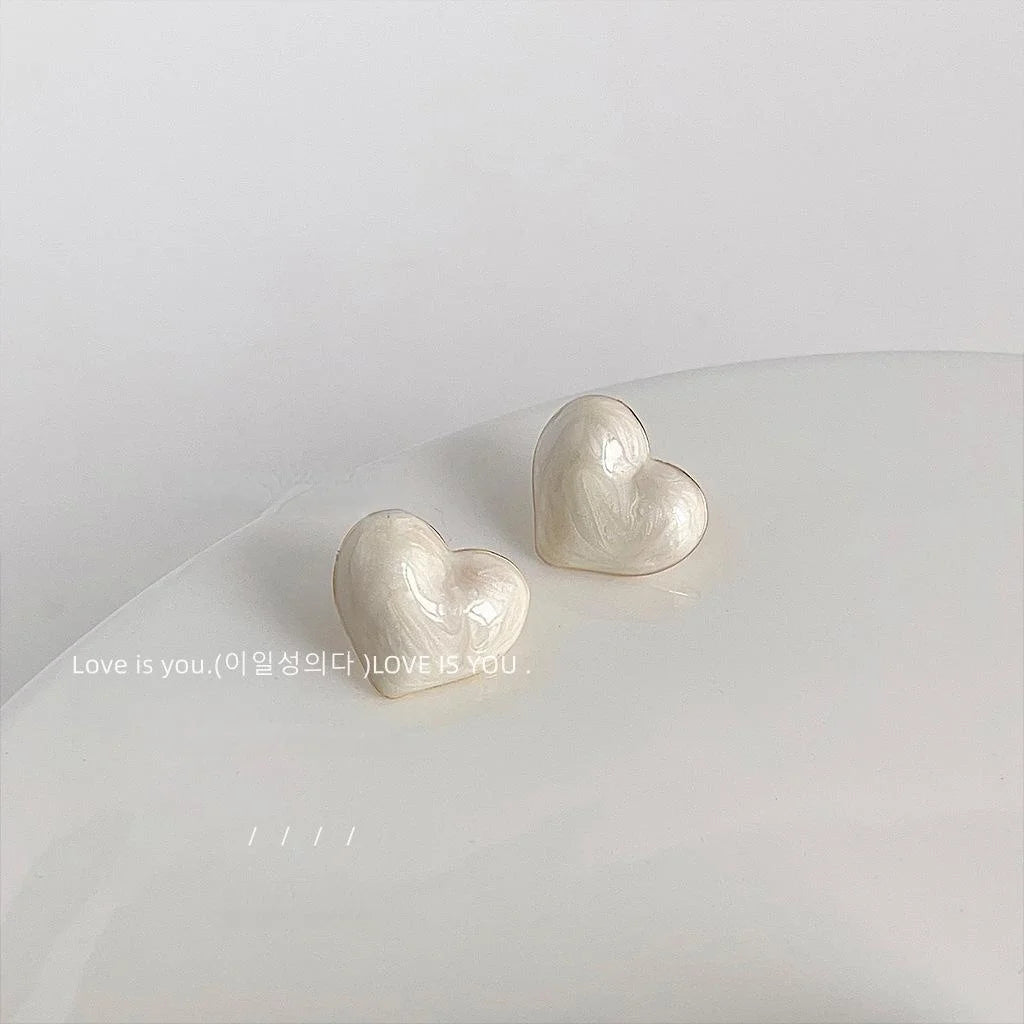 Summer Sweet Heart Enamel Alloy 14K Plated Stud Earrings