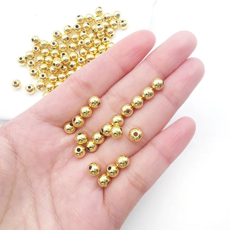 Copper Alloy Round Loose Metal Beads 3mm 4mm 5mm 6mm for DIY Bracelet Jewelry Making