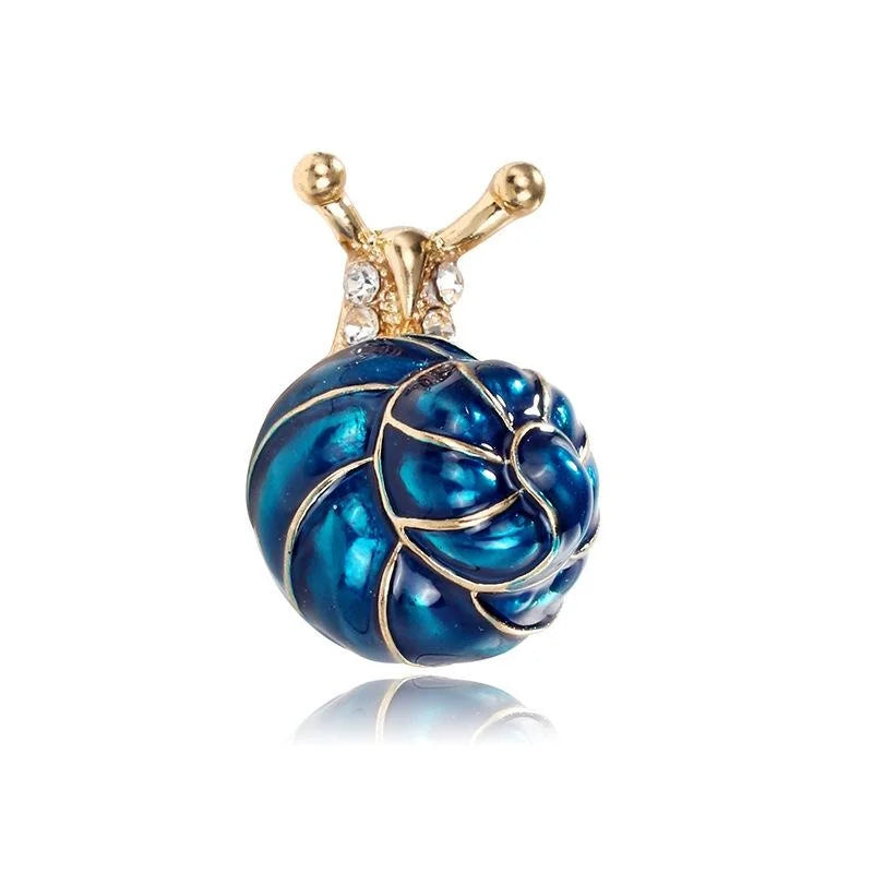 Cute Enamel Snail Brooch With Rhinestone Accents, Gold Tone Animal Lapel Pin Corsage Gift For Women