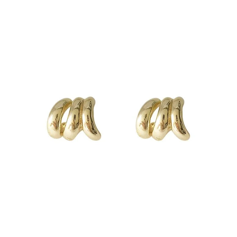 Luxury Geometric Copper 14K Plated Hoop Line Stud Earrings