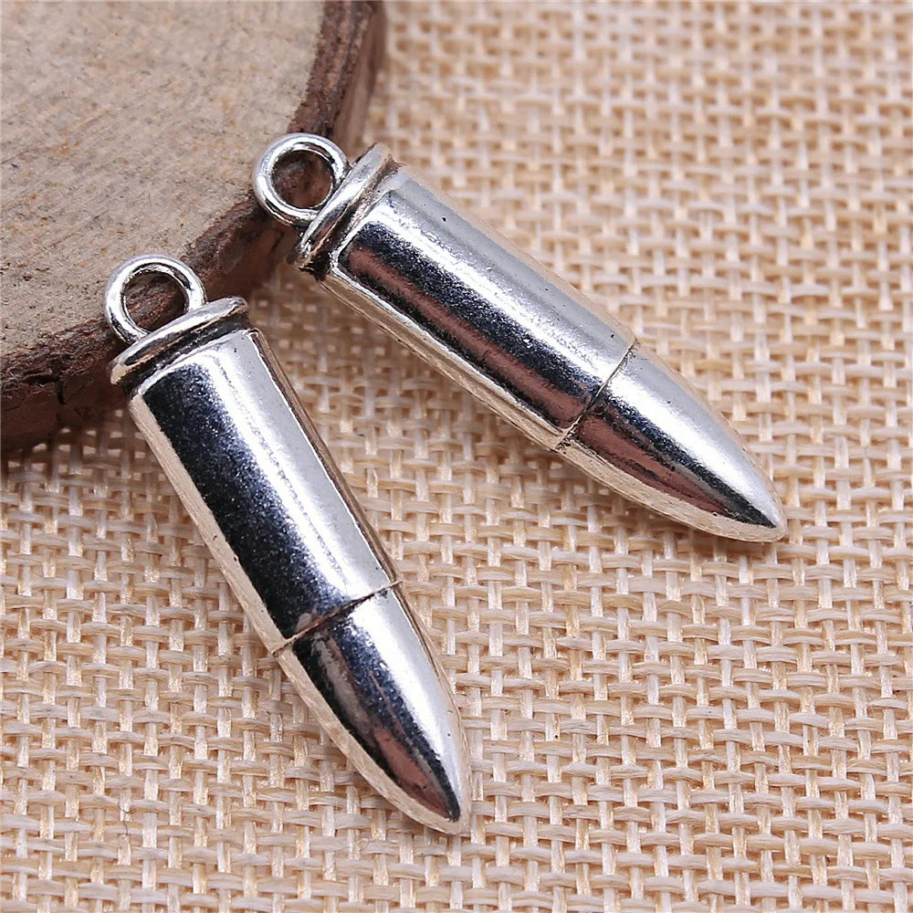 35x8mm 8.3g Multicolor Zinc Alloy 3D Bullet Charm Pendant for DIY Bracelet Necklace Jewelry Making