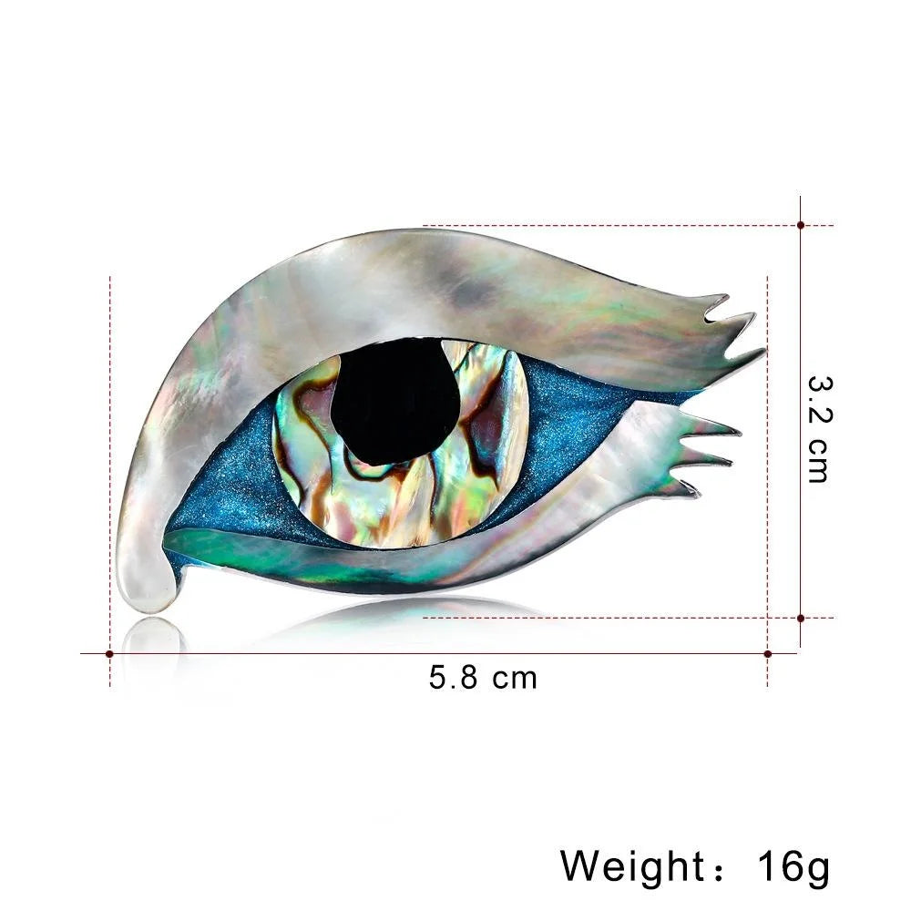 Elegant Eye Brooch With Natural Abalone Mother Of Pearl Shell, Alloy Lapel Pin Corsage Suit Accessory Gift