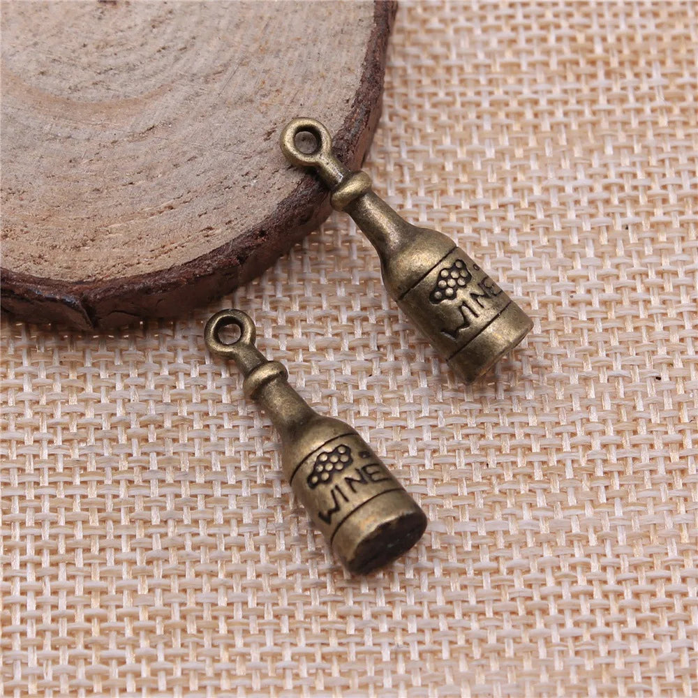 28x8mm 4.4g Multicolor Zinc Alloy 3D Wine Bottle Charm Pendant for DIY Necklace Bracelet Making