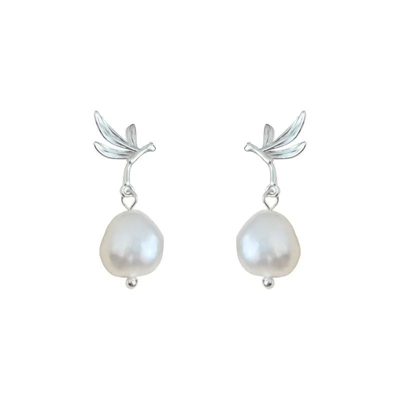 Niche Designer Natural Freshwater Pearl Irregular Baroque Geometric Drop Earrings For Women