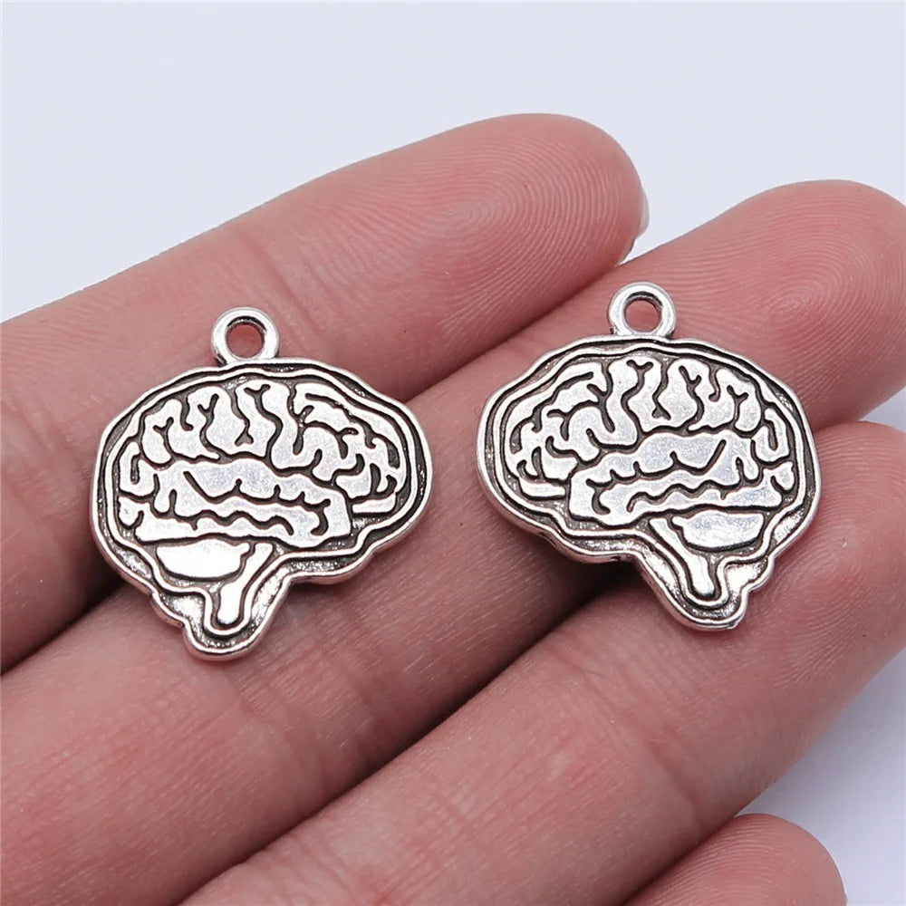 22x23mm 2.7g Multicolor Zinc Alloy Brain Charm Pendant for DIY Medical Necklace Bracelet Making