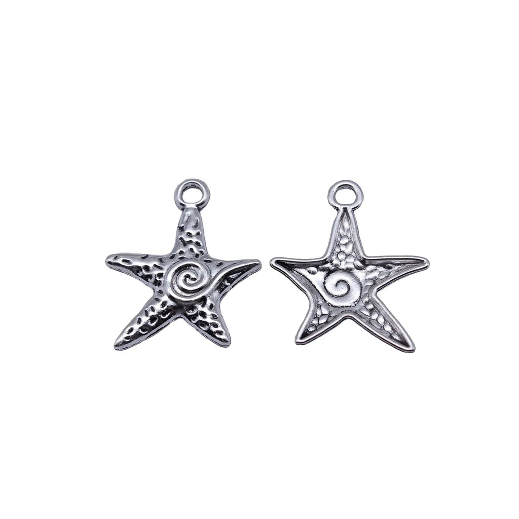 23x20mm 1.2g Multi Color Zinc Alloy Spiral Starfish Charm Pendant for DIY Ocean Jewelry Making