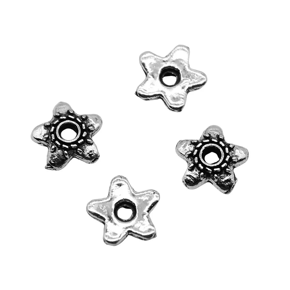 6x6mm 0.1g Multicolor Zinc Alloy Flower Bead Cap Jewelry Findings for DIY Earring Bracelet Making