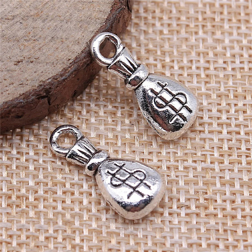 20x9x5mm 1.5g Antique Silver Zinc Alloy Money Bag Charm Pendant for DIY Bracelet Necklace Jewelry Making