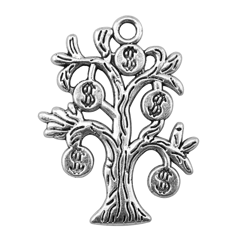 29x22mm 2.6g Antique Silver Zinc Alloy Money Tree Charm Pendant for Bracelet Necklace Making