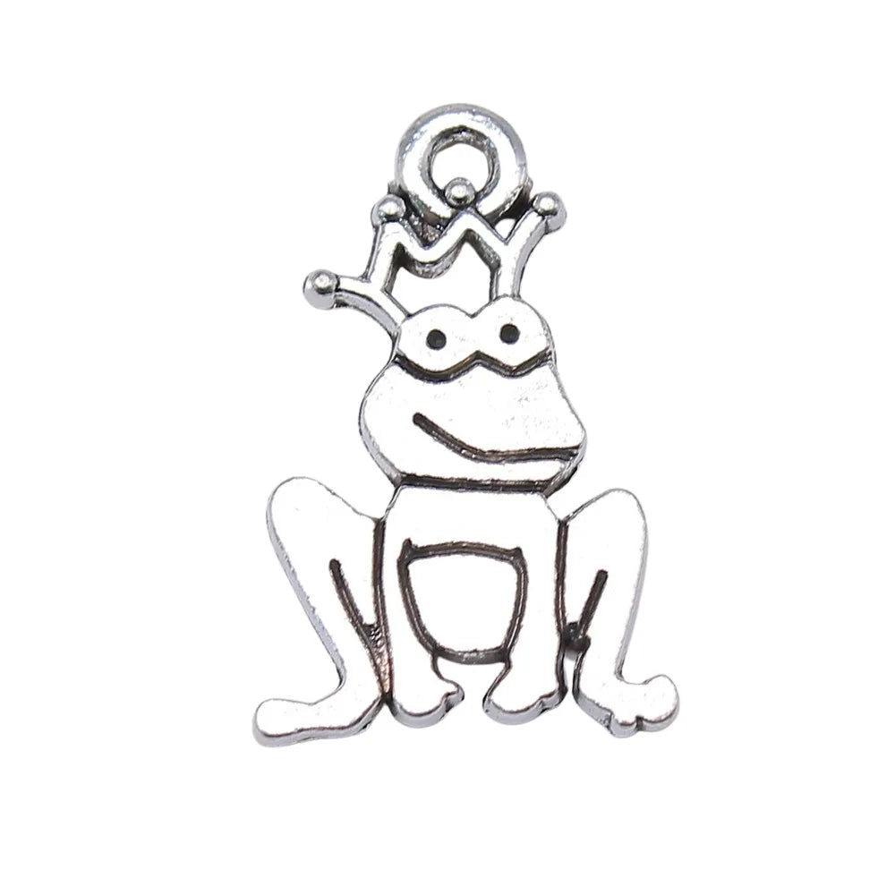 22x14mm 1.6g Antique Silver Zinc Alloy Frog Prince Charm Pendant for Bracelet Necklace DIY Jewelry