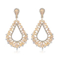 Vintage Bohemian Green Glass Crystal Rhinestone Teardrop Alloy Chandelier Earrings For Wedding Party