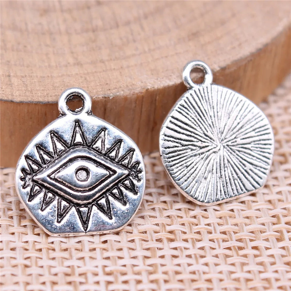 15x14mm 0.9g Antique Silver Zinc Alloy Eye Charm Pendant for DIY Bracelet Necklace Jewelry Making