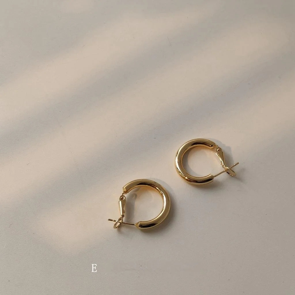 Korean Minimalist Metal S Shape Small Hoop Earrings With Silver Plated Pins