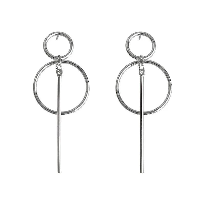 Copper Geometric Circle Line Hoop Earrings Minimalist Fashion Yiwu Jewelry