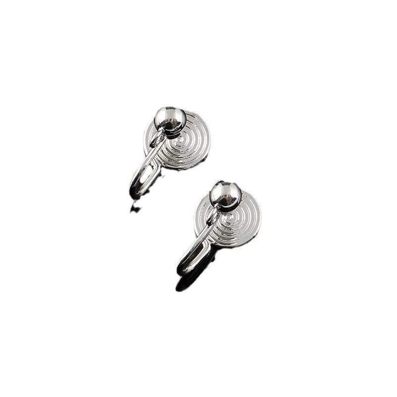 Elegant Gold Alloy Spiral Disc Stud & Clip On No Piercing Invisible Pain-Free Women's Fashion Earrings