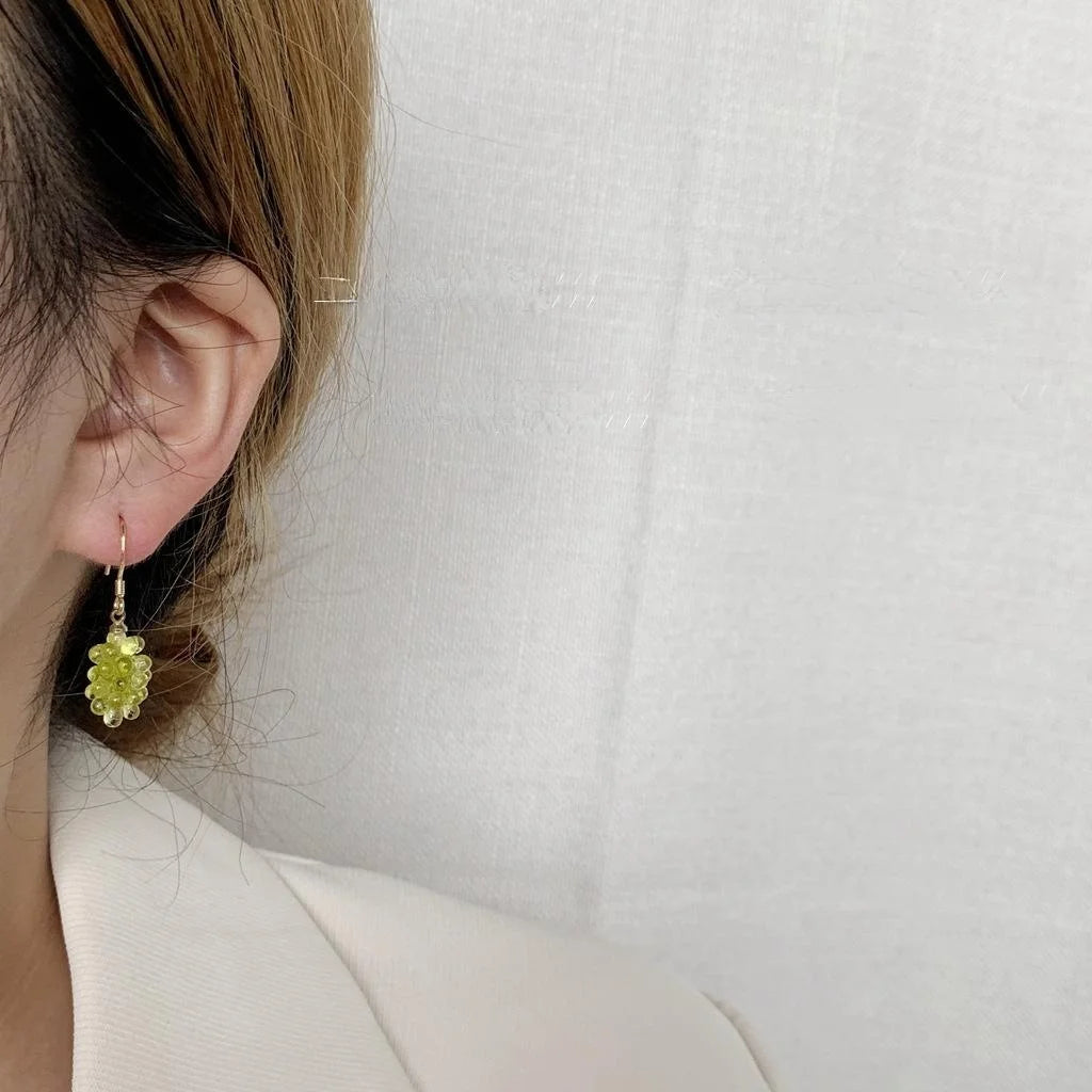 Fresh Resin Grape Fruit Drop Earrings For Women, Sweet Forest Style Niche Design Jewelry
