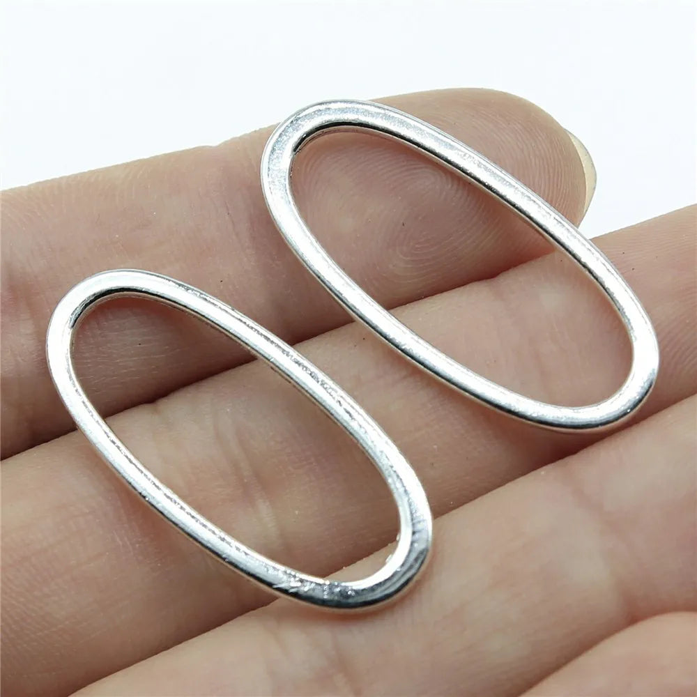 34x15mm 1.6g Zinc Alloy Smooth Oval Ring Connector Charm Pendant for DIY Necklace Bracelet Making