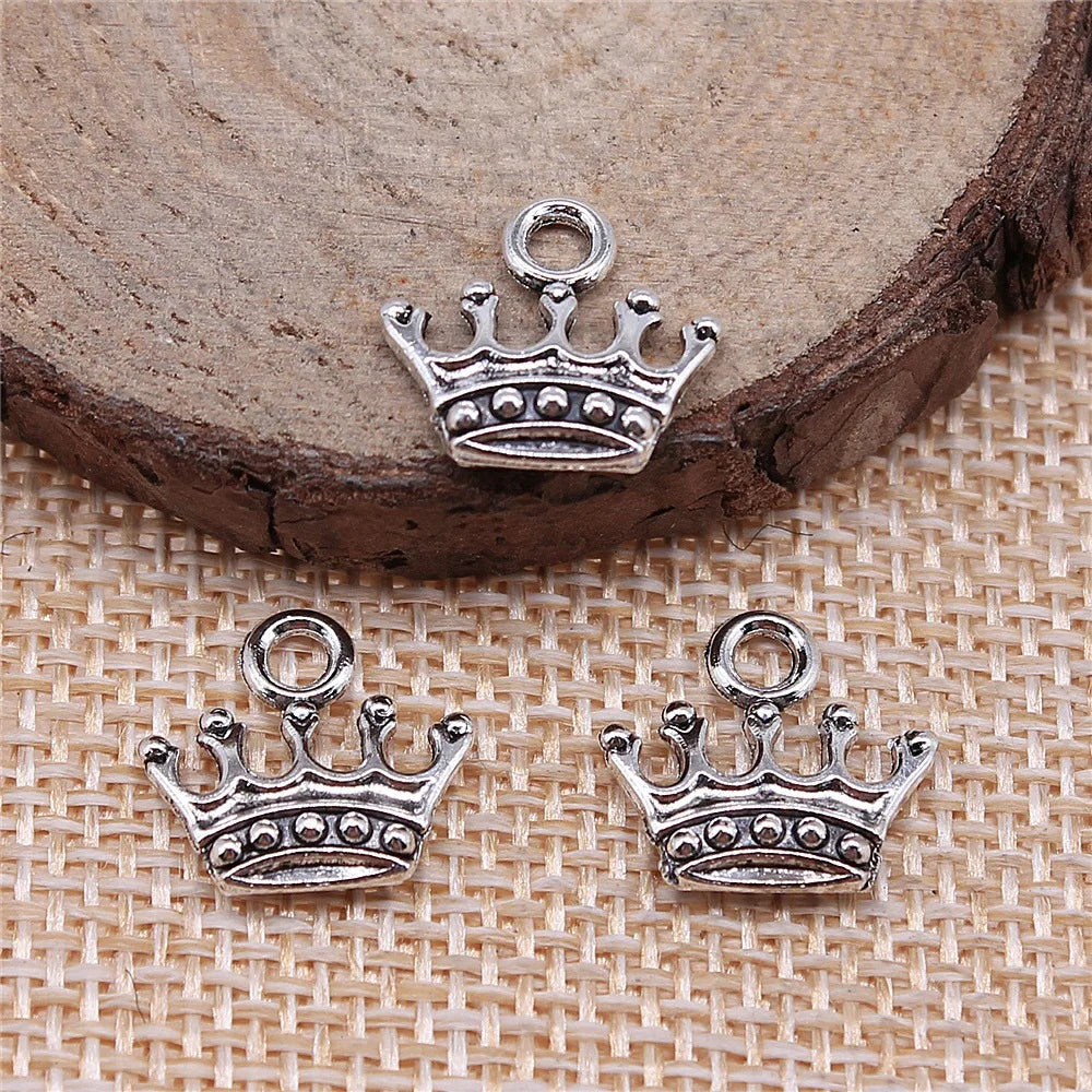 13x14mm 0.8g Multicolor Zinc Alloy Crown Charm Pendant for DIY Necklace Bracelet Jewelry Making