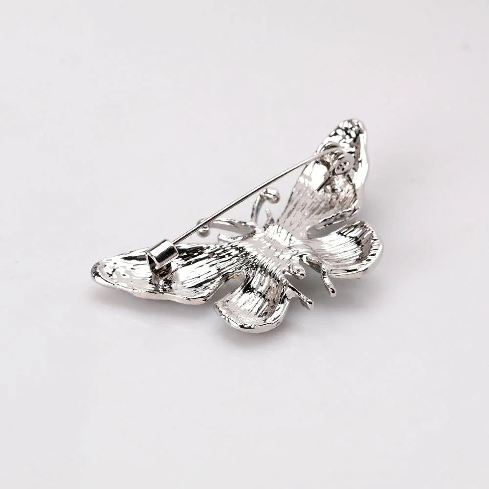 Elegant Enamel Butterfly Brooch With Rhinestone Alloy Wings, Women's Lapel Pin Corsage Suit Accessory