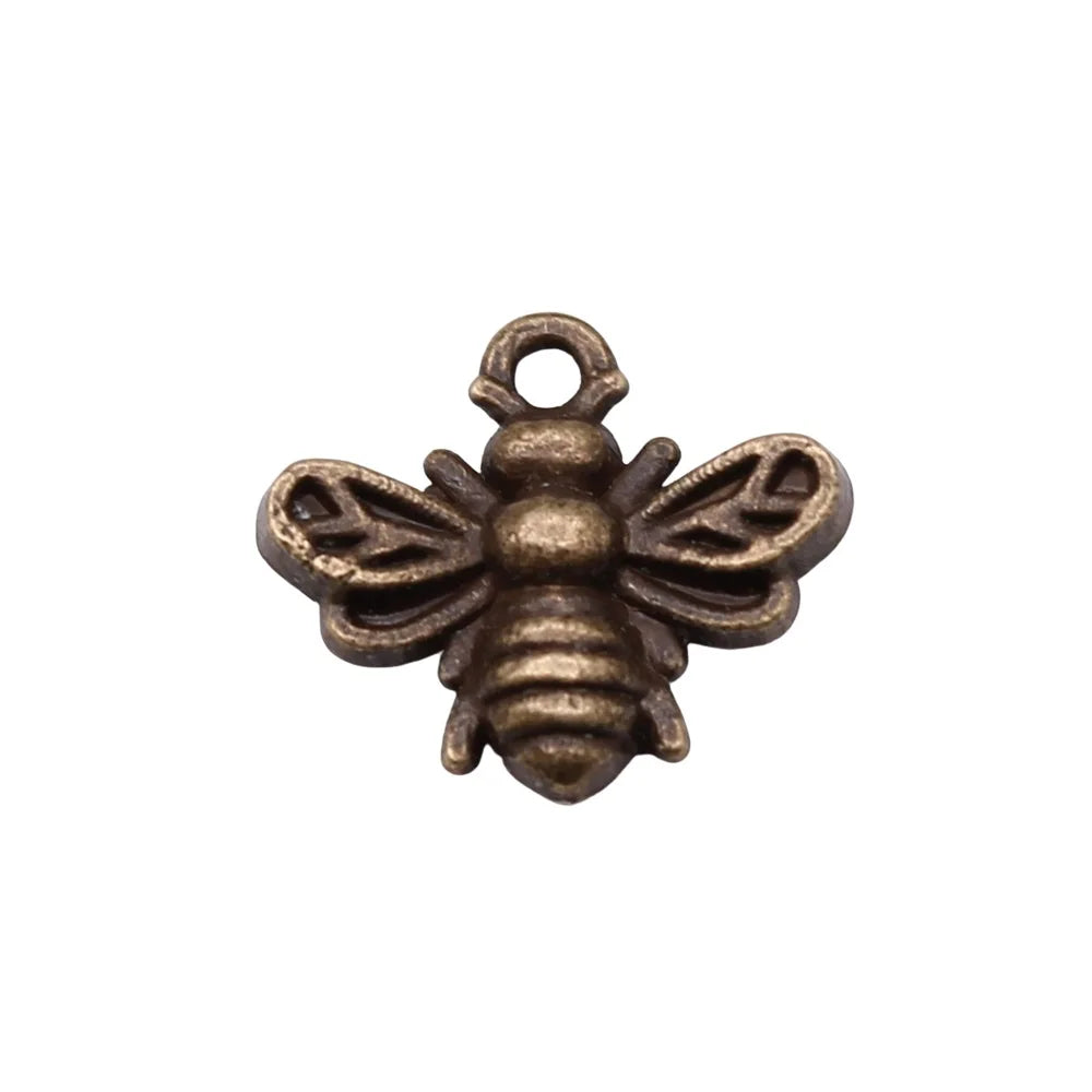 11x14mm 0.75g Multicolor Zinc Alloy Bee Charm Pendant for Bracelet Necklace DIY Jewelry Making