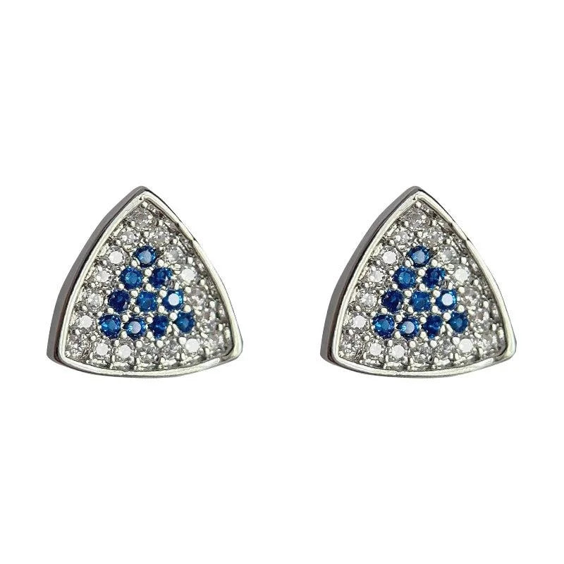 Micro Pave Zircon Angel Eye Triangle Stud Earrings Copper Minimalist Geometric Jewelry
