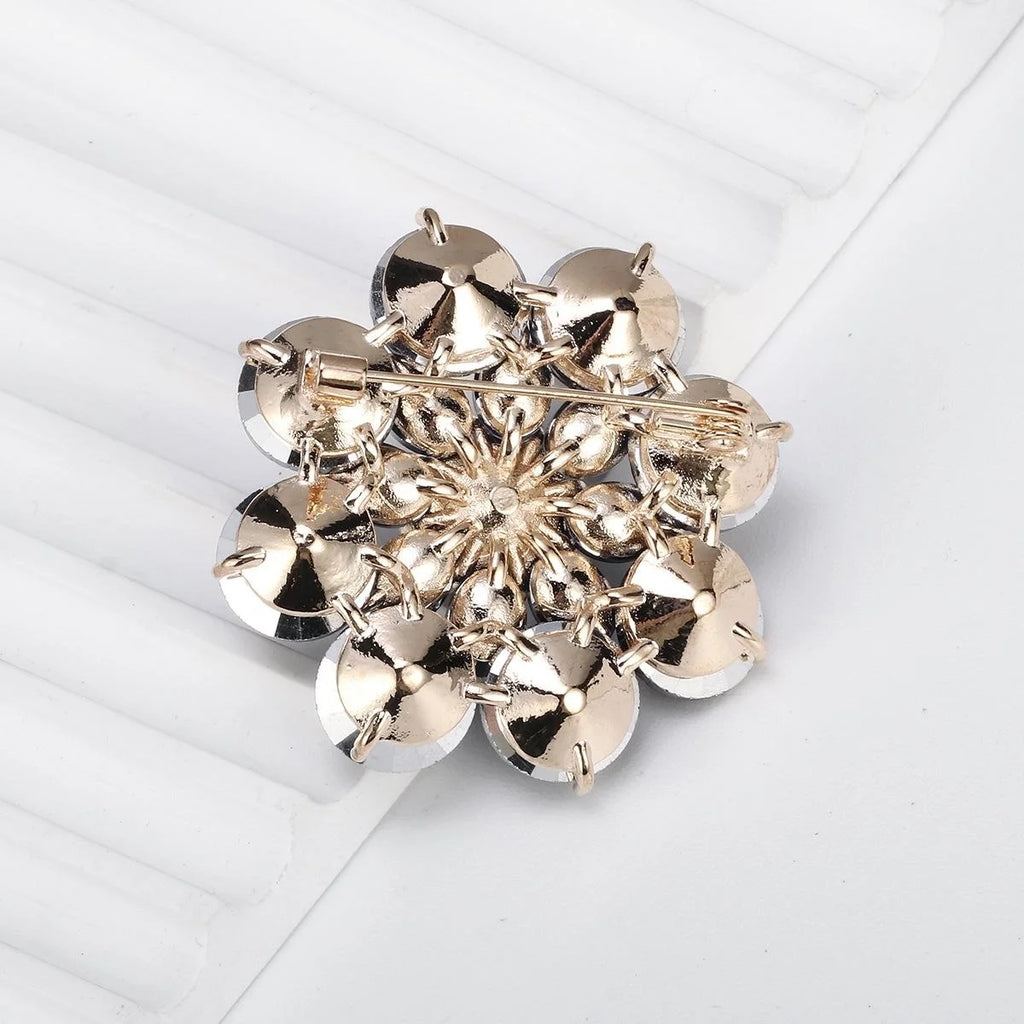Luxury Blue Rhinestone Sunflower Zinc Alloy Brooch, Elegant Floral Lapel Pin Corsage Suit Accessory Gift
