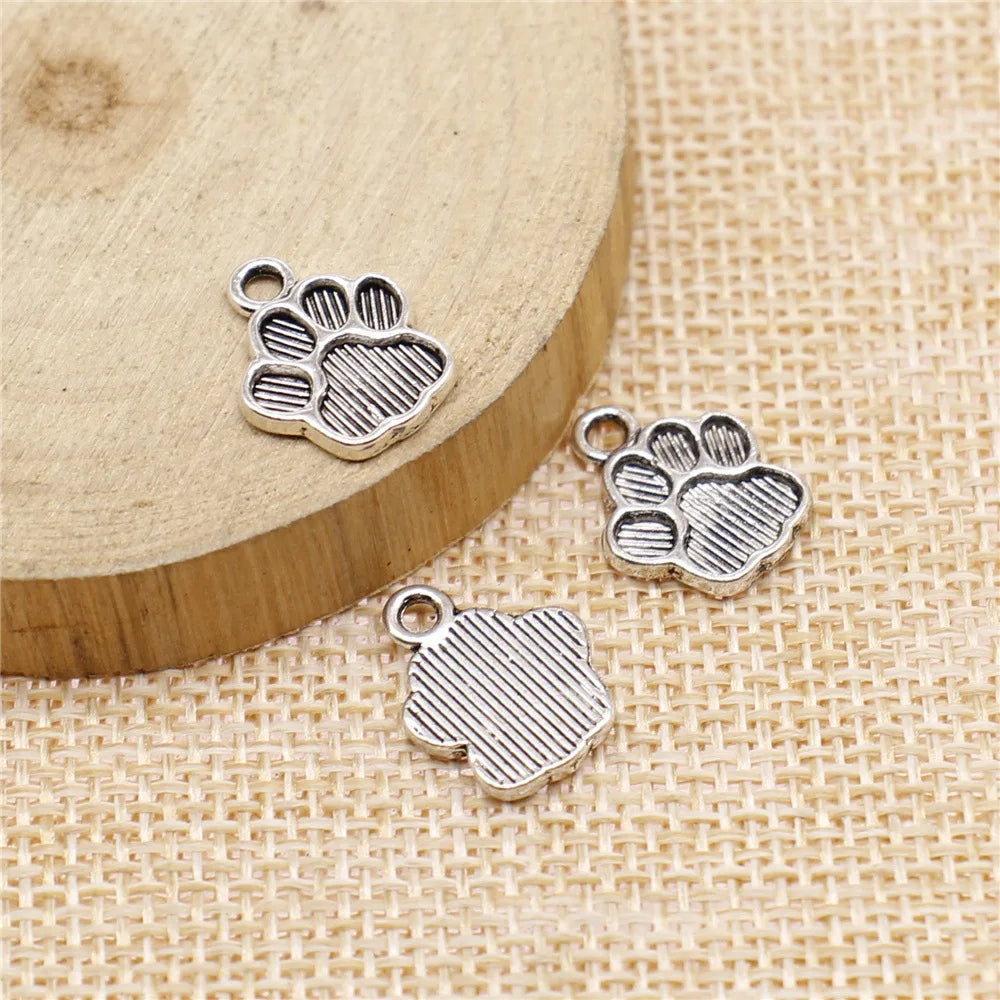 15x12mm 0.8g Multicolor Zinc Alloy Dog Paw Charm Pendant for DIY Pet Jewelry and Bracelet Making
