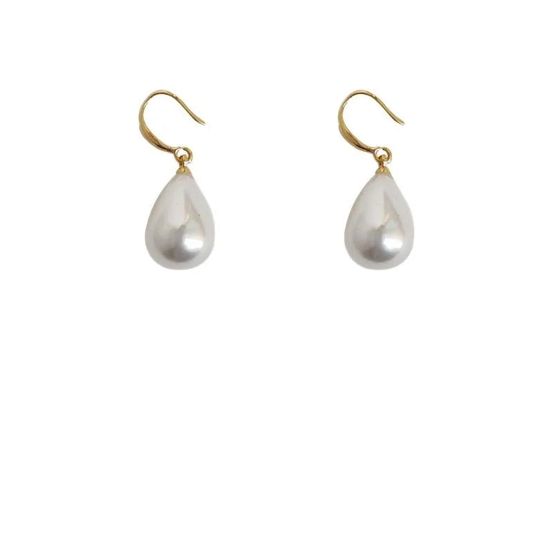 Sweet Korean Japanese Style Pearl Teardrop Drop Earrings High Gloss Resin Minimalist Jewelry
