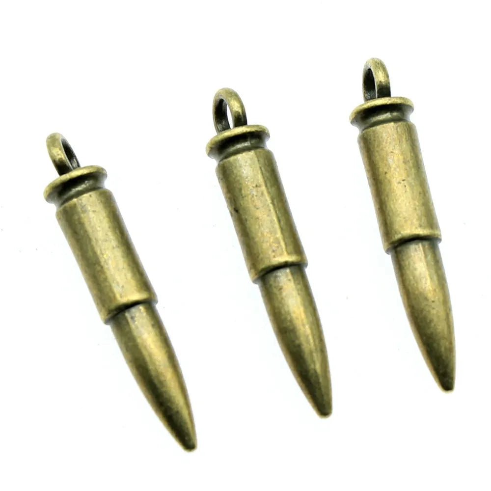 33x6x6mm 3.4g Antique Bronze Zinc Alloy Bullet Charm Pendant for DIY Bracelet Necklace Jewelry Making