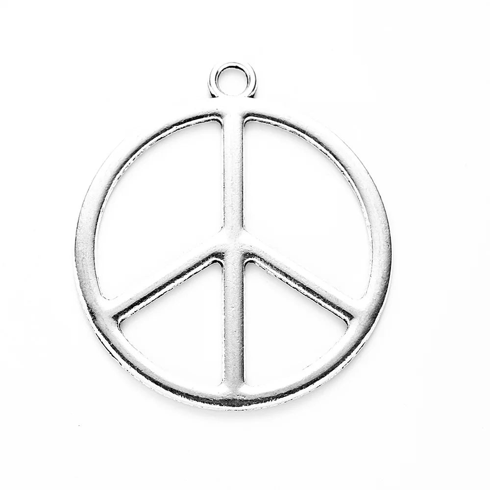 48x42MM Antique Silver Zinc Alloy Peace Sign Charm Pendant for DIY Necklace Bracelet Jewelry Making