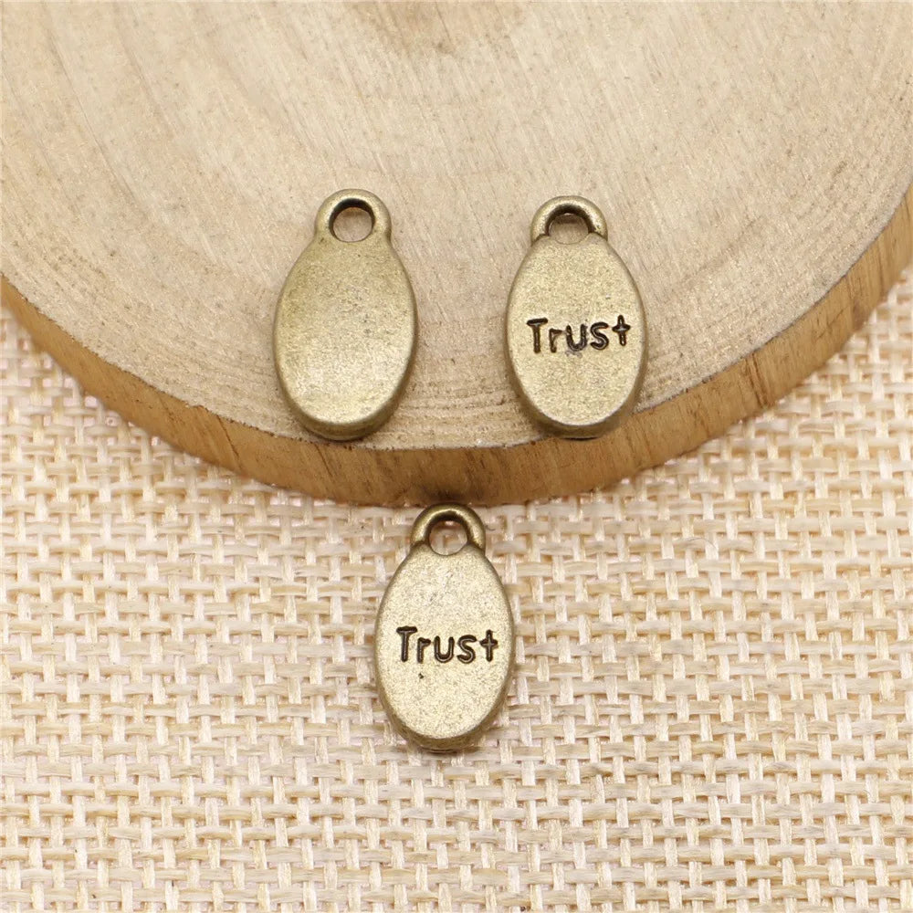 15x8mm 1.4g Multicolor Zinc Alloy Trust Word Letter Charm Pendant for DIY Bracelet Necklace Jewelry Making