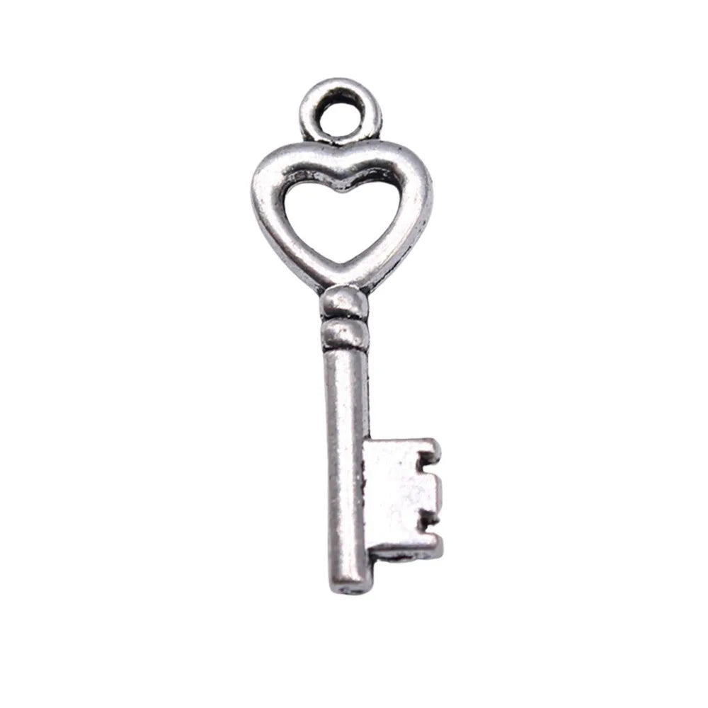 20x7mm 0.6g Multicolor Zinc Alloy Heart Key Charm Pendant for DIY Necklace Bracelet Jewelry Making