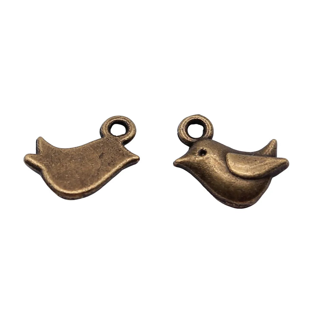 11x8mm 0.6g Multicolor Zinc Alloy Bird Charm Pendant for Bracelet Necklace DIY Jewelry Making