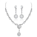 Elegant Pearl Rhinestone Necklace And Earrings Jewelry Set Silver Tone Bridal Jewelry For Wedding Party Gift
